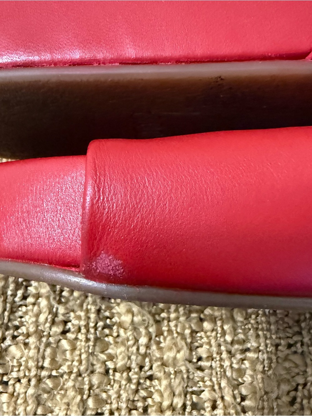 beek Pelican Red Leather Slide Sandals - Picture 5 of 7